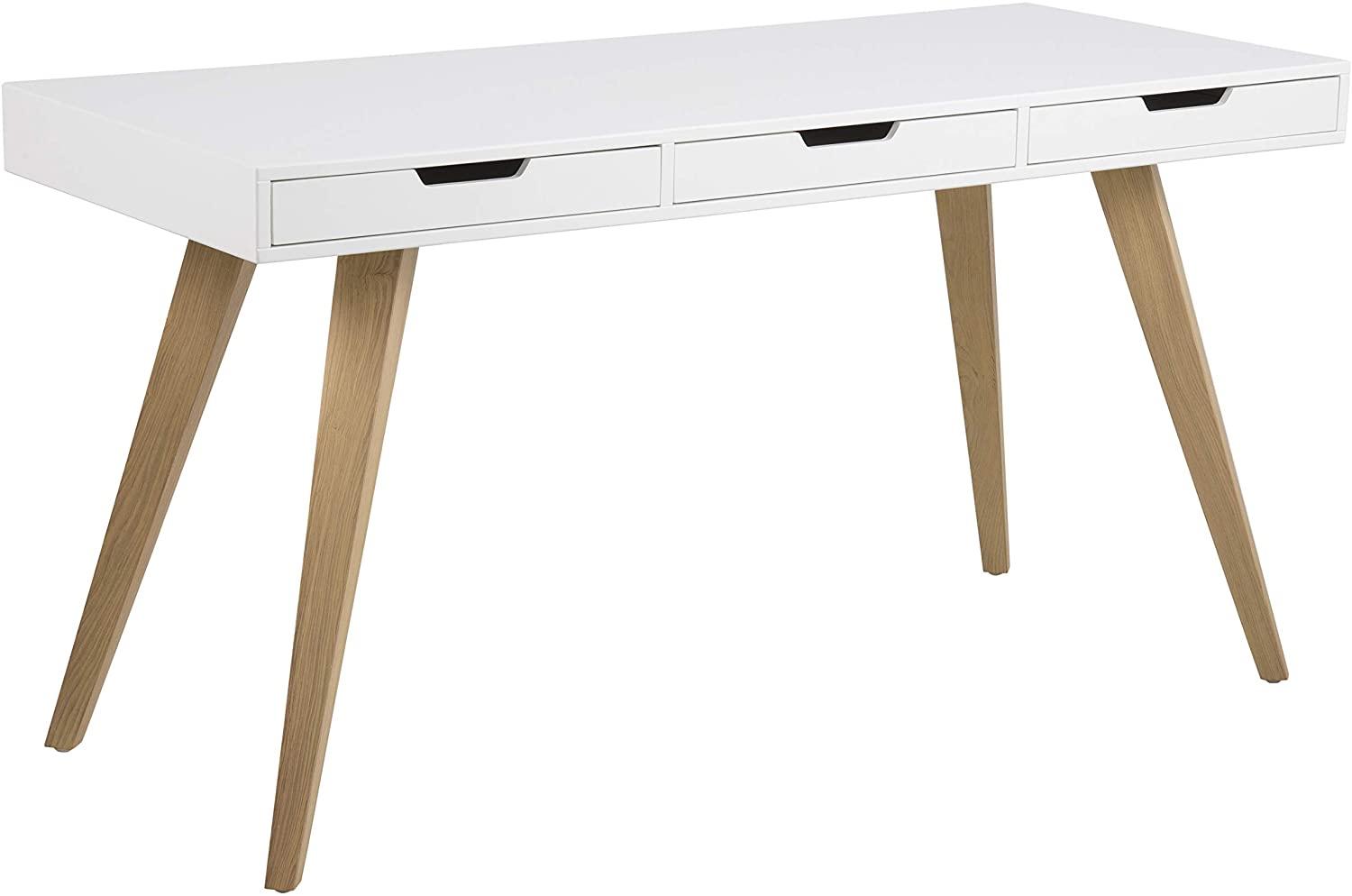 'Estelle' Schreibtisch mit drei Schubladen, weiß Esche, 141,8 x 75,8 x 60 cm Bild 1