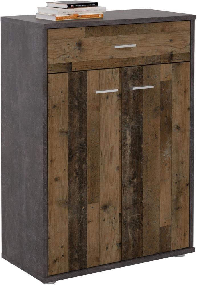 CARO-Möbel Kommode Tommy Sideboard Schrank in dunkler Betonoptik/Old Style mit Schublade und 2 Türen Bild 1