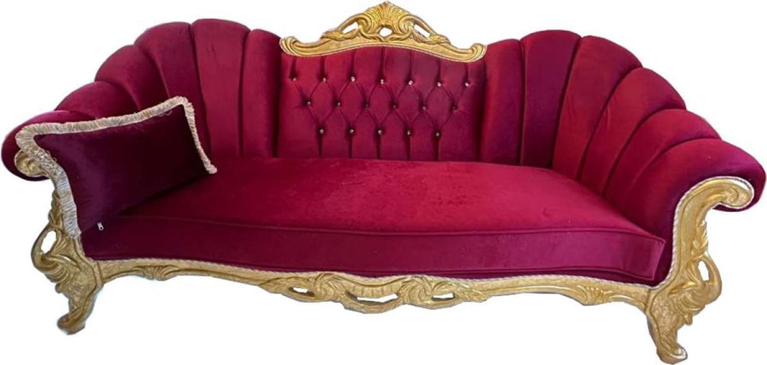 Casa Padrino Luxus Barock Sofa Bordeaux Rot / Gold mit Glitzersteinen - Barock Möbel Bild 1