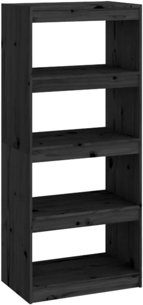 Bücherregal Raumteiler Schwarz 60x30x135,5 cm Massivholz Kiefer Bild 1