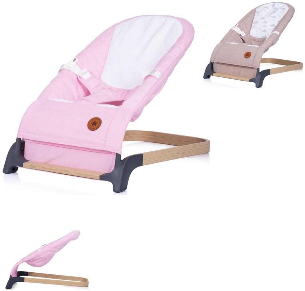 Chipolino Babywippe Noah Holzoptik Sicherheitsgurt ergonomisches Design bis 9 kg rosa Bild 1