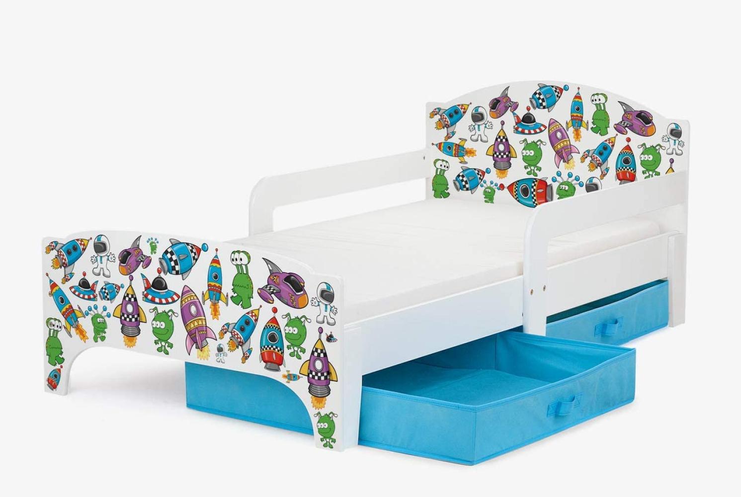 SMART Kinderbett aus Holz - UFO - Einzelbett mit Schubladen und Matratze (140/70 cm) Bild 1