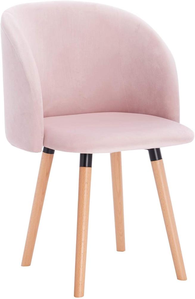 Esszimmerstuhl mit Armlehne aus Samt Modell Ann rosa Bild 1