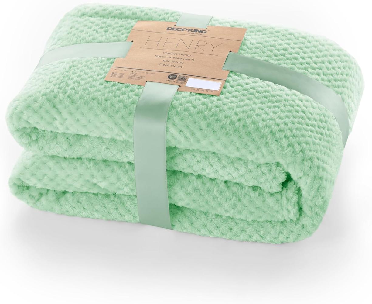 DecoKing Kuscheldecke 150x200 cm Pfefferminze Decke Microfaser Wohndecke Tagesdecke Fleece weich sanft kuschelig skandinavischer Stil Minze Henry Bild 1