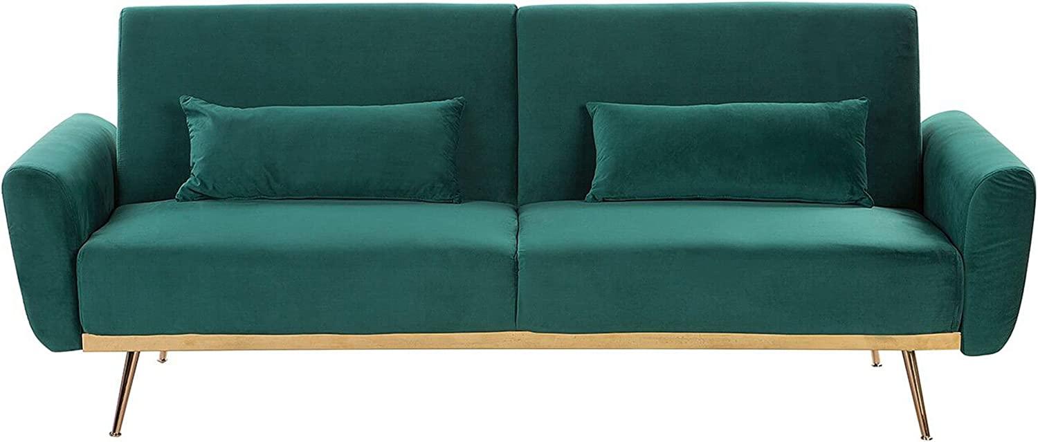 Schlafsofa 3-Sitzer Sofa Samtstoff grün EINA Bild 1