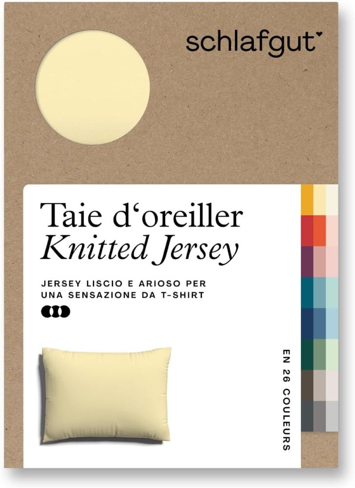 Schlafgut Knitted Jersey Bettwäsche | Kissenbezug einzeln 60x80 cm | yellow-mid Bild 1