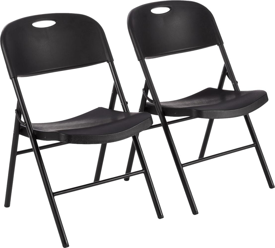 Amazon Basics Klappbarer Kunststoff-Stuhl, 157,5 kg Tragkraft, Schwarz, 2er-Set Bild 1