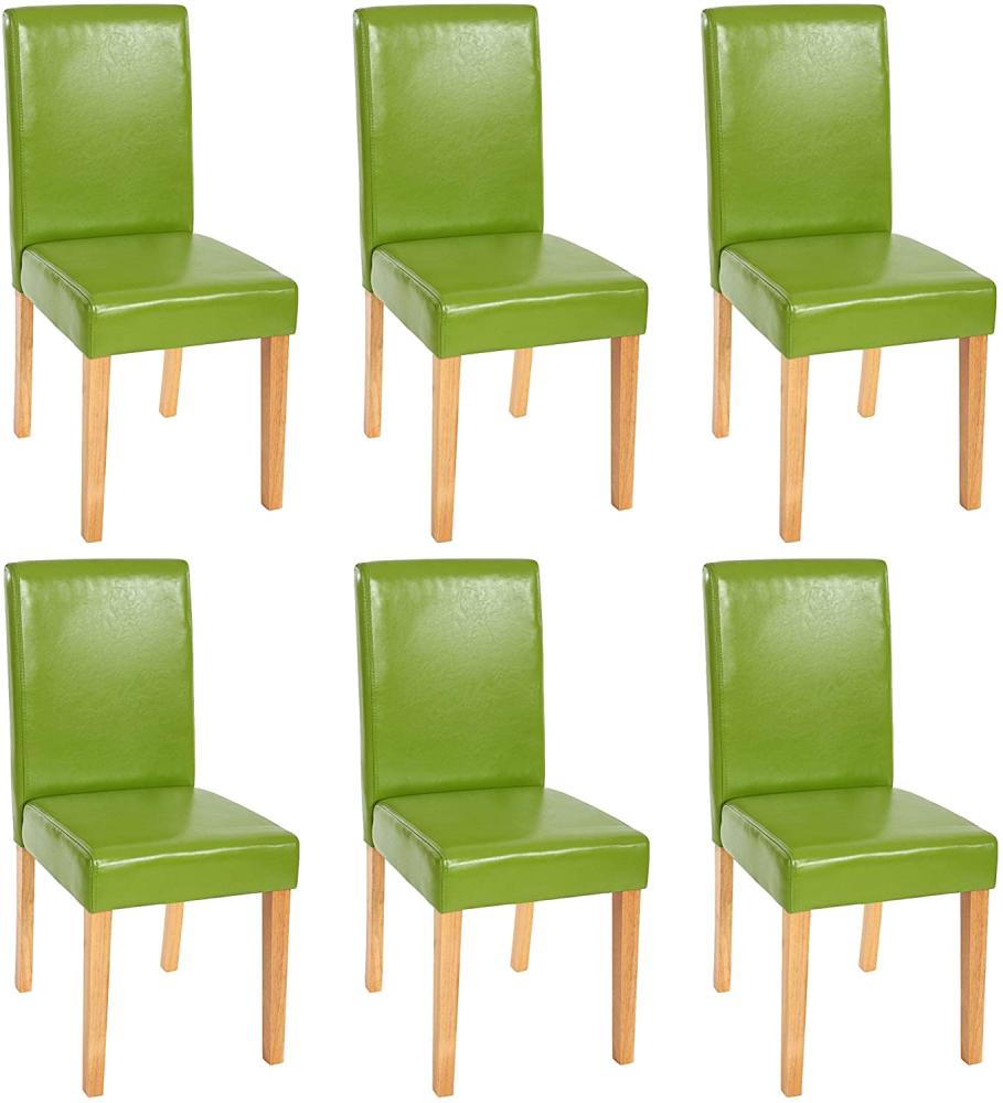 6er-Set Esszimmerstuhl Stuhl Küchenstuhl Littau ~ Kunstleder, grün, helle Beine Bild 1