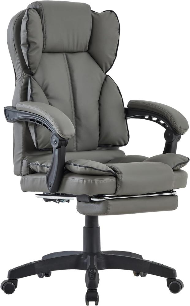 Schreibtischstuhl Bürostuhl Gamingstuhl Racing Chair Chefsessel mit Fußstütze Dunkelgrau - Schwarz Bild 1