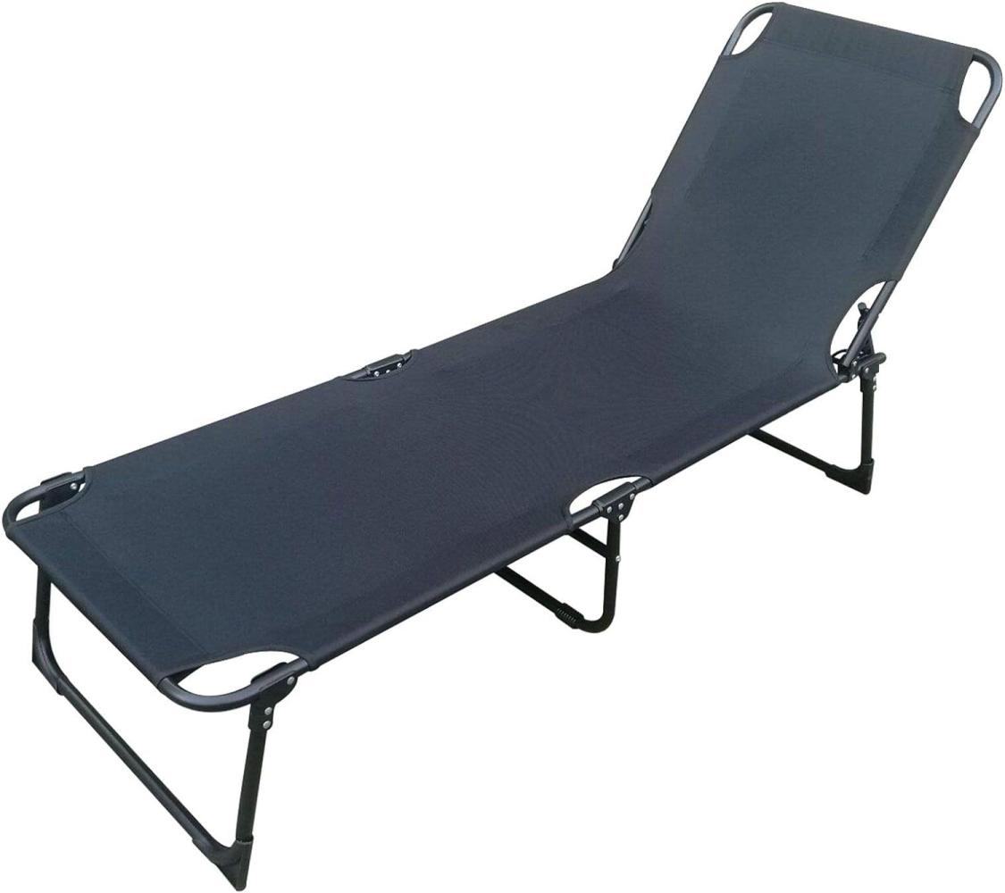 3-Bein Gartenliege Sonnenliege Strandliege Gartenmöbel Liegestuhl klappbar 188cm schwarz Bild 1