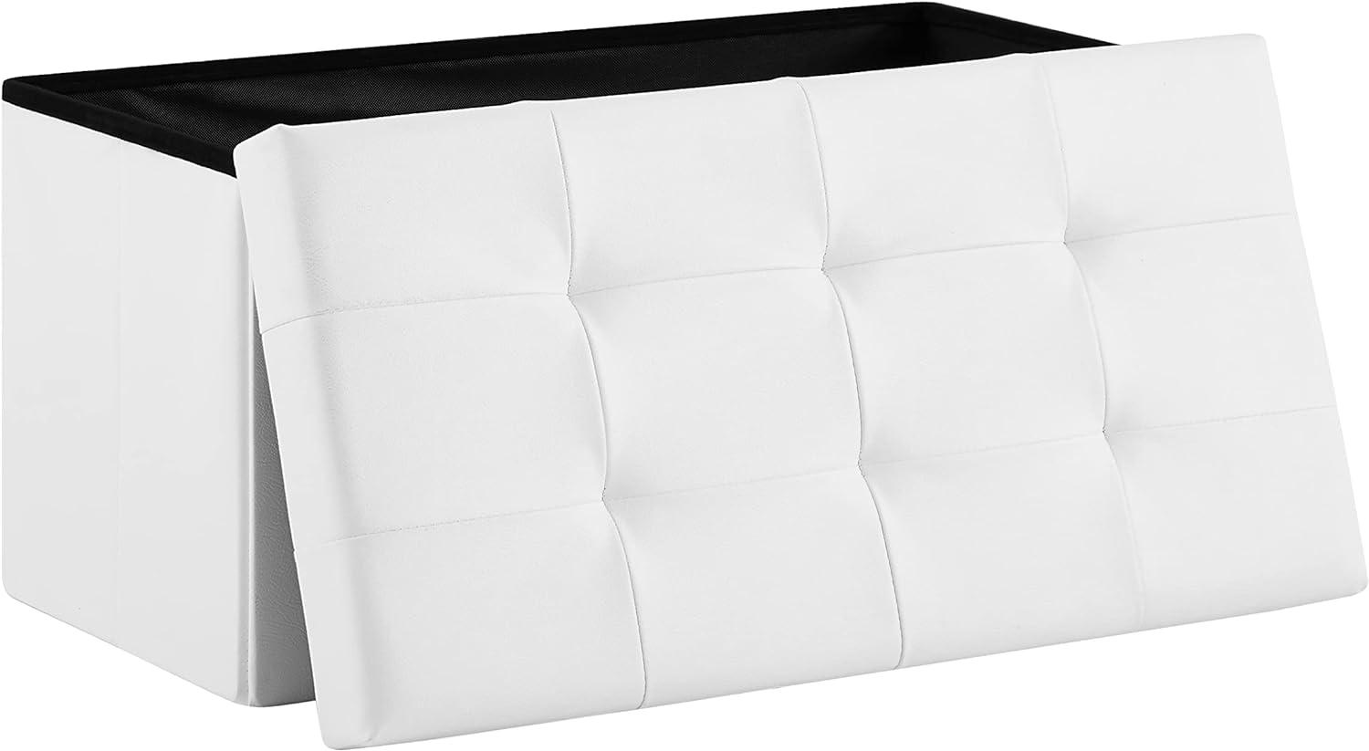 Zedelmaier Sitzbank mit Stauraum Sitzhocker faltbar belastbar bis 300 kg 76 x 38 x 38 cm(Weiß) Bild 1