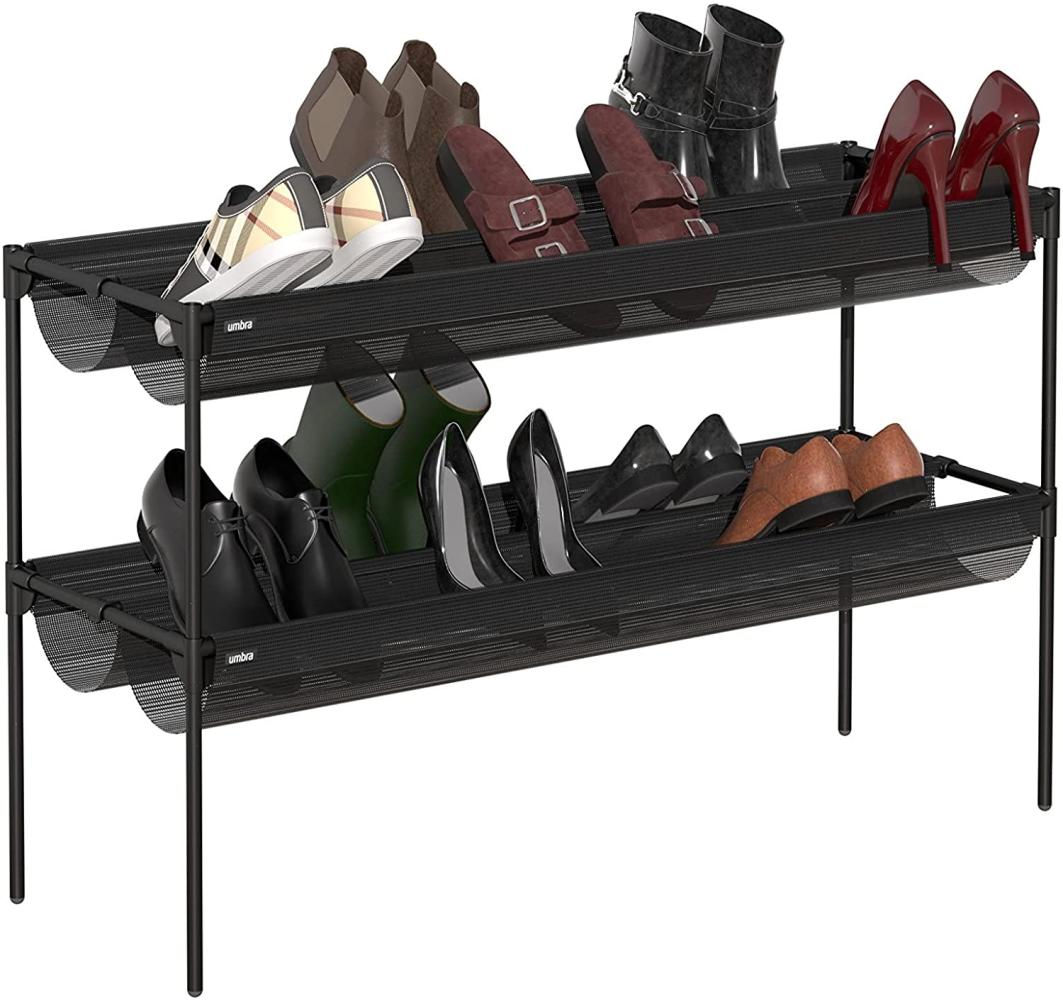 Umbra Shoe Sling Schuhablage, Stapelbares Schuhregal mit 4 Stoffablagen auf 2 Ebenen für bis zu 16 Paar Schuhe, Schuh Ablage, Schwarz, 92 cm, 1009488-040 Bild 1