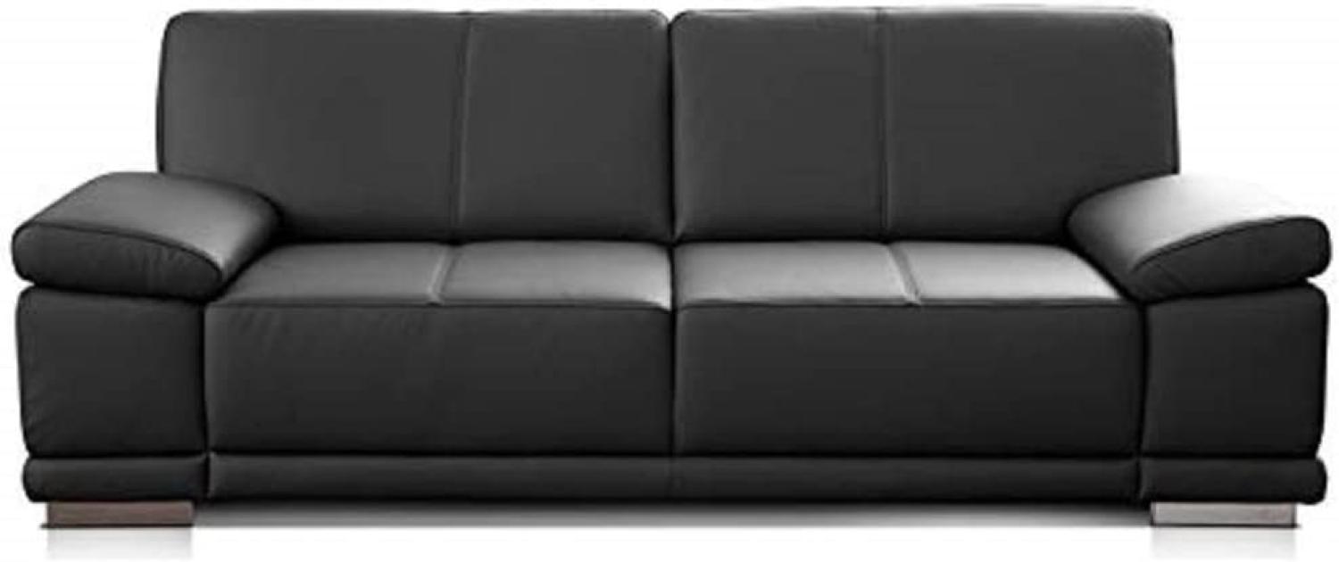 CAVADORE 3-Sitzer Sofa Corianne / Echtledercouch im modernen Design / Mit Armteilverstellung / 217 x 80 x 99 / Echtleder schwarz Bild 1