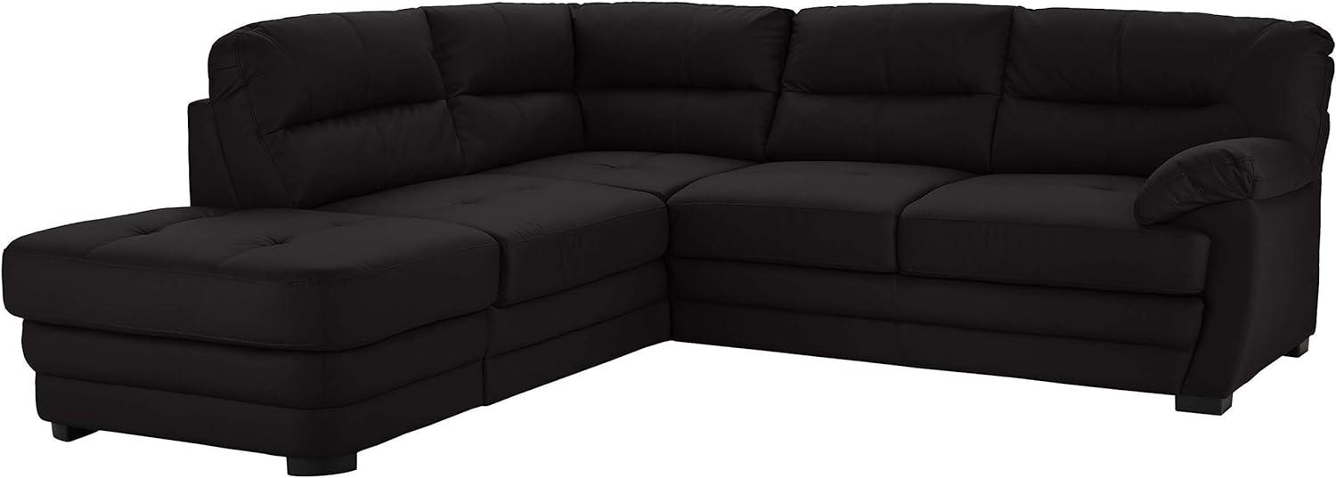 Mivano Ecksofa Royale / Zeitloses L-Form-Sofa mit Ottomane und hohen Rückenlehnen / 246 x 90 x 230 / Lederoptik, schwarz Bild 1