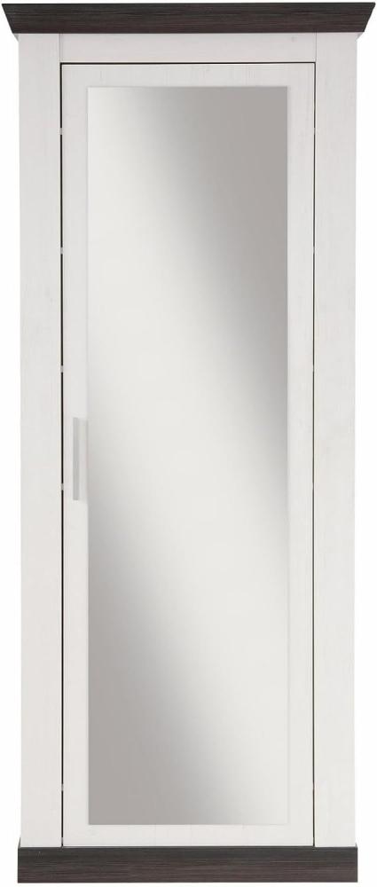 Garderobenschrank mit Spiegel Corela in Pinie weiß und Wenge Landhaus Schuhschrank 73 x 201 cm Bild 1