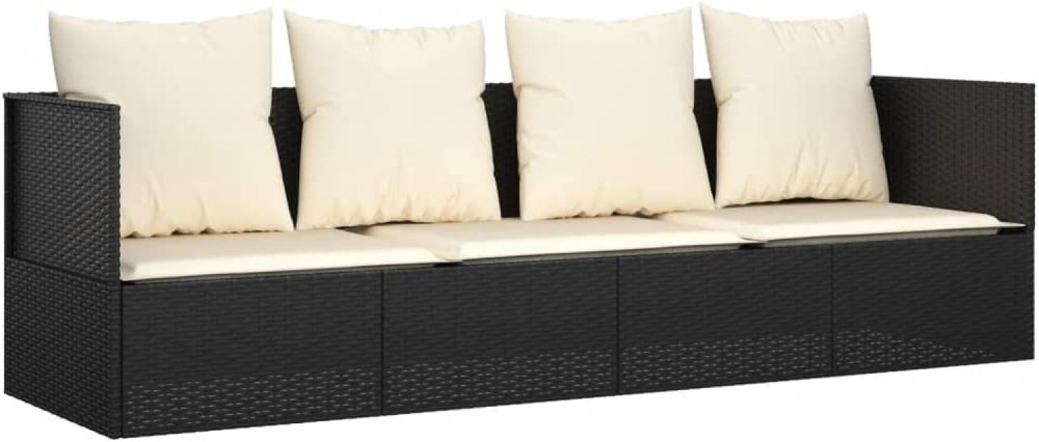 Outdoor-Loungebett mit Kissen Schwarz Poly Rattan Bild 1