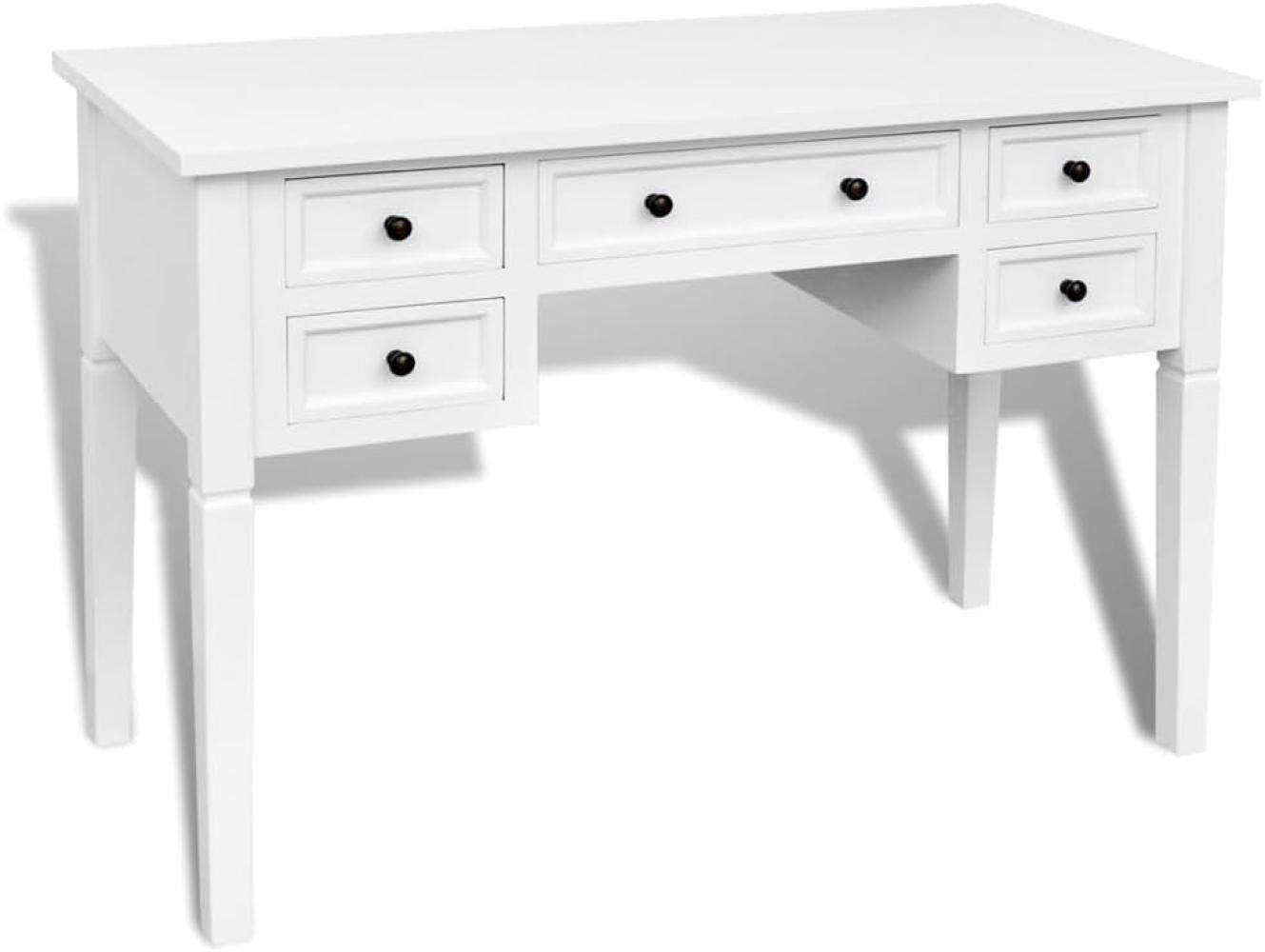 Schreibtisch mit 5 Schubladen weiß Bild 1