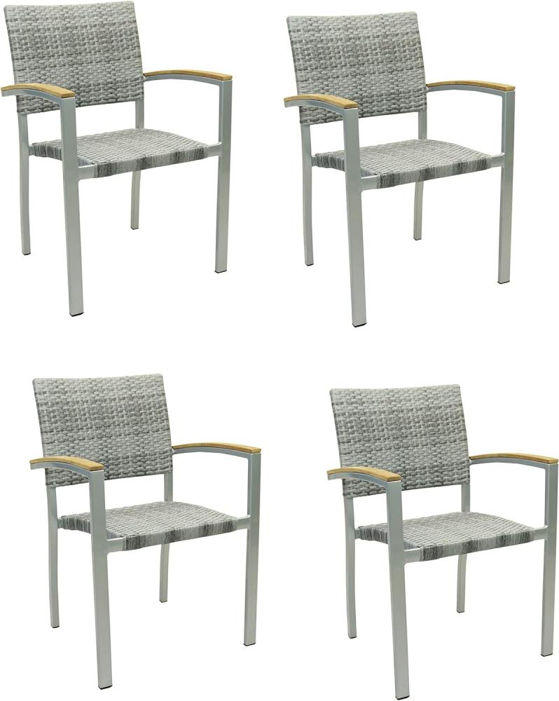 4x KONWAY® BORNEO Stapelsessel Granit Premium Polyrattan Garten Sessel Stuhl Set Bild 1