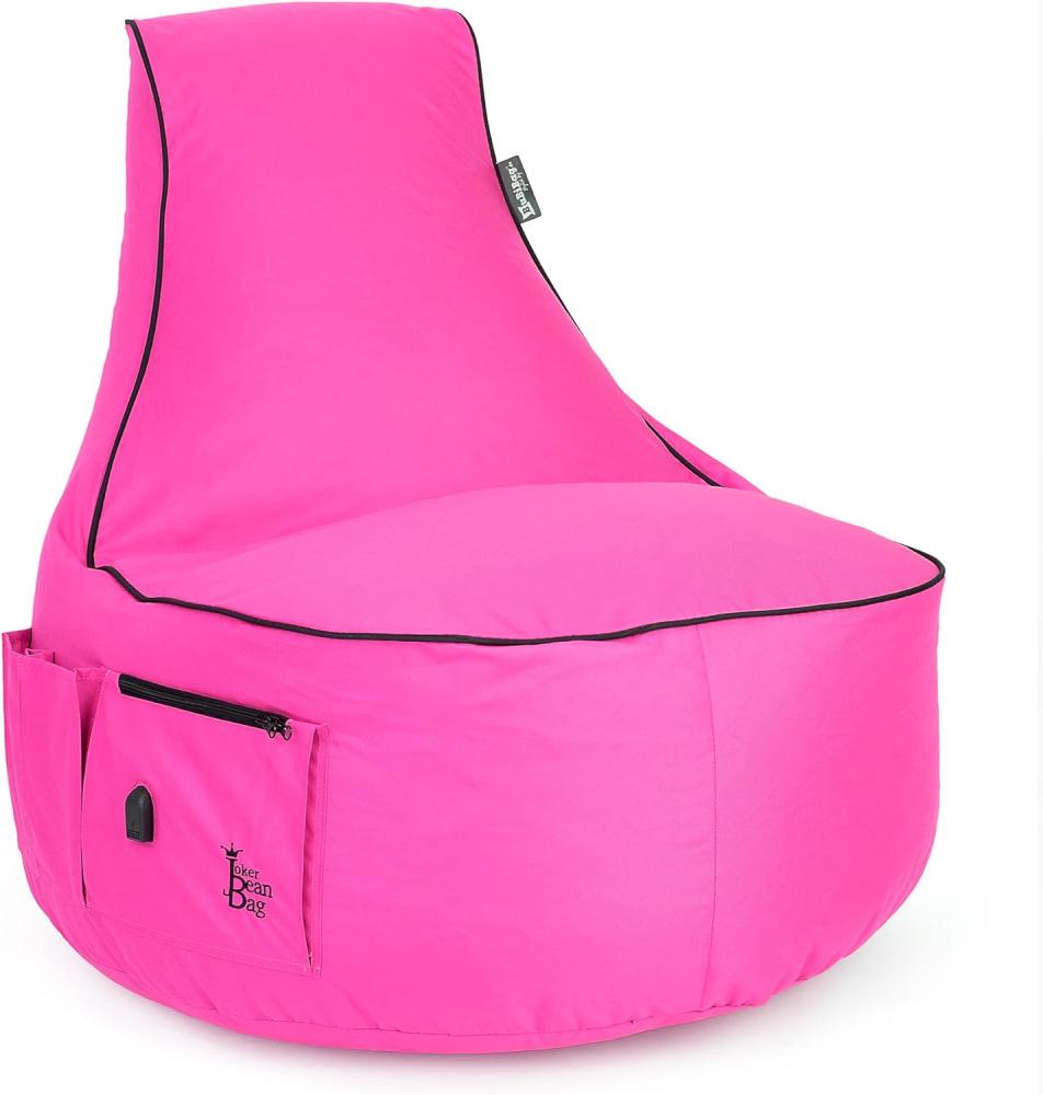 BuBiBag Gaming Sitzsack zum Zocken mit -Anschluss & Taschen, Halterung, Gamer Sessel für Kinder und Erwachsene, Beanbag Indoor und Outdoor - JokerBag (Pink) Bild 1