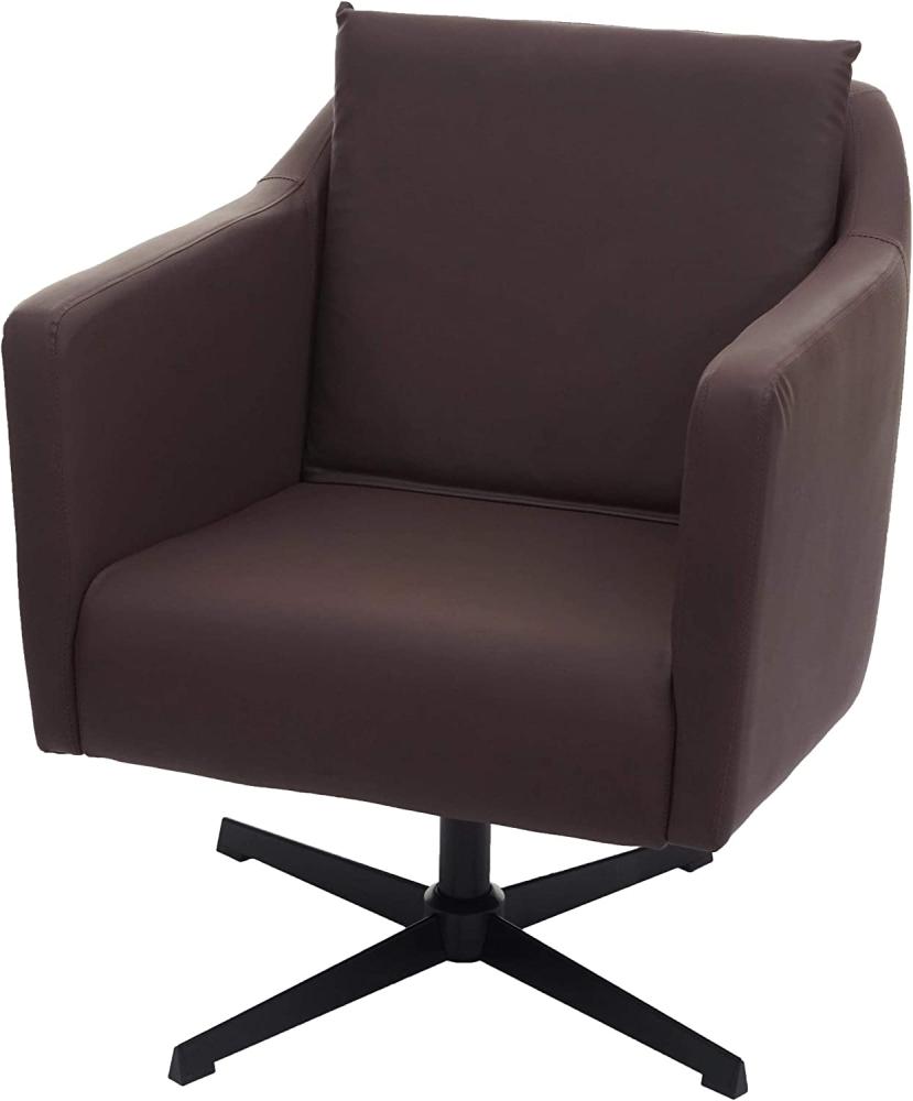 Lounge-Sessel HWC-H93b, Sessel Cocktailsessel Relaxsessel mit Fußkreuz, drehbar Kunstleder braun Bild 1