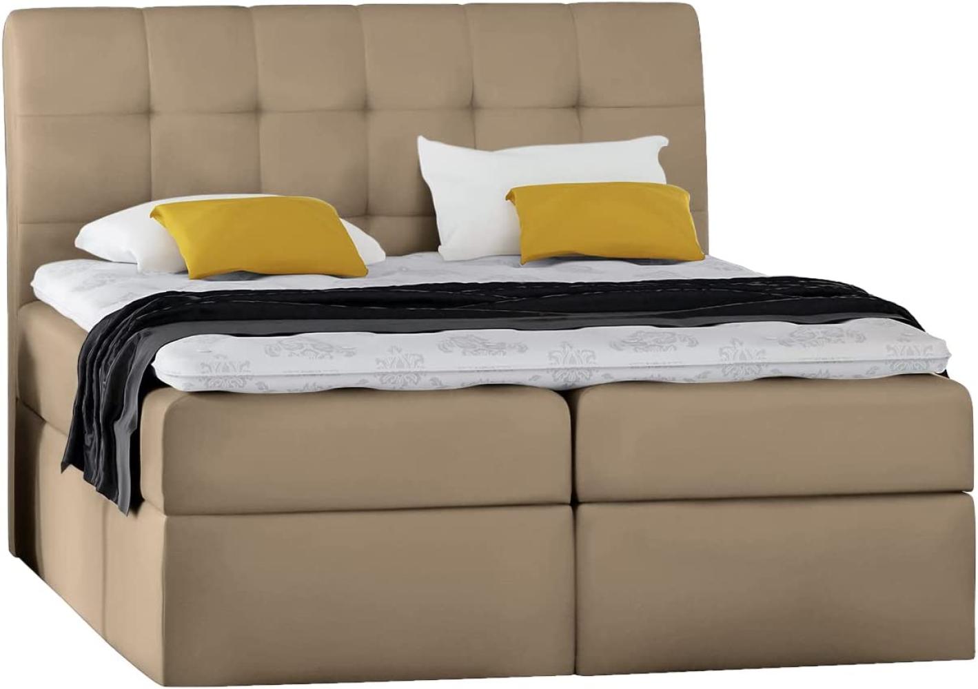 Stylefy 'Bagira' Boxspringbett Velours Creme 200 x 200 cm Bild 1