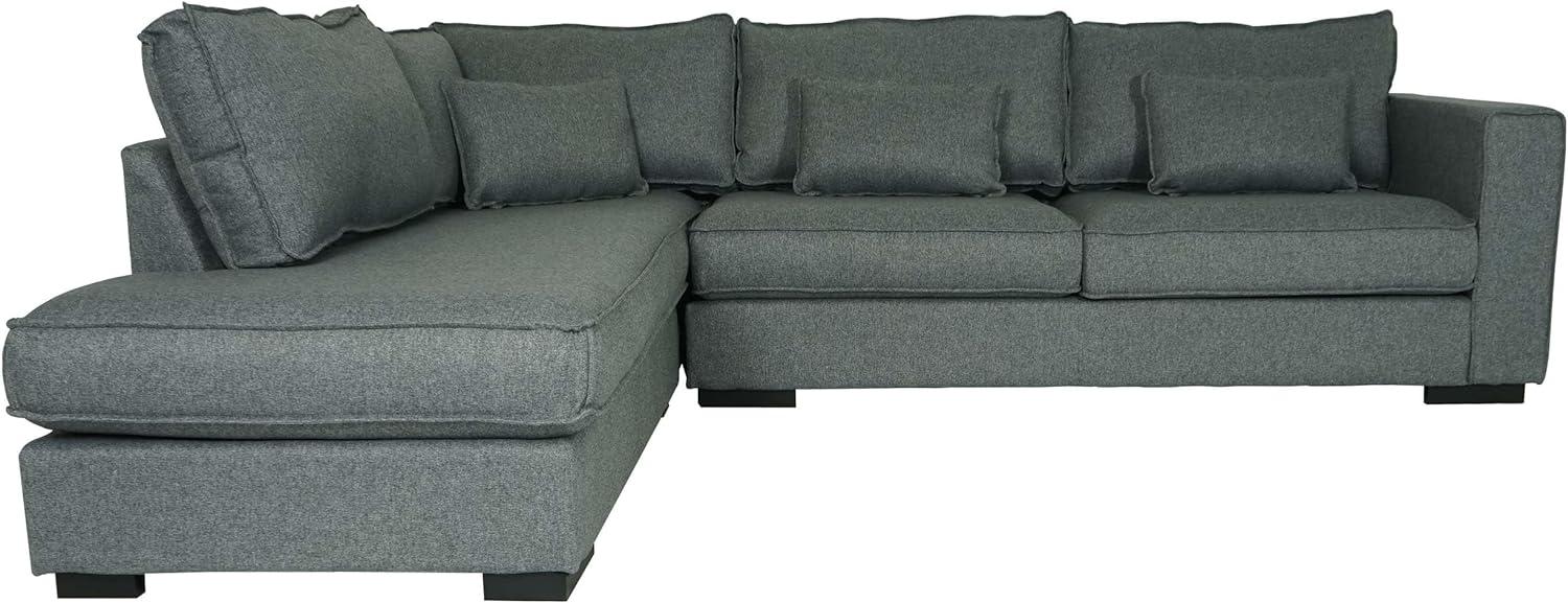 Ecksofa HWC-J58, Couch Sofa mit Ottomane links, Made in EU, wasserabweisend 295cm ~ Stoff/Textil grau Bild 1