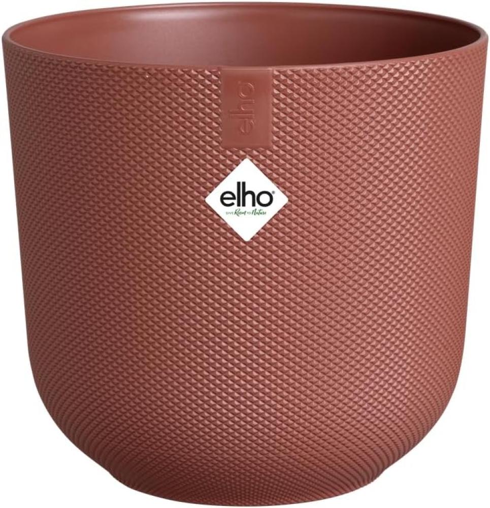 elho Jazz Round 26 cm blumentopf - Großer Pflanzentopf für den Innenbereich - 100% recycelter Kunststoff - Einzigartige Struktur - Rot/Toskanisches Rot Bild 1
