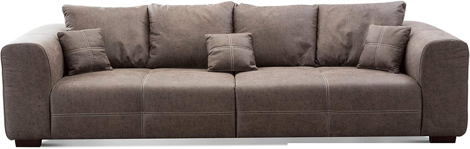 CAVADORE Big Sofa Mavericco inkl. Kissen / XXL-Couch mit tiefen Sitzflächen und modernem Design / 287 x 69 x 108 / Lederoptik braun Bild 1