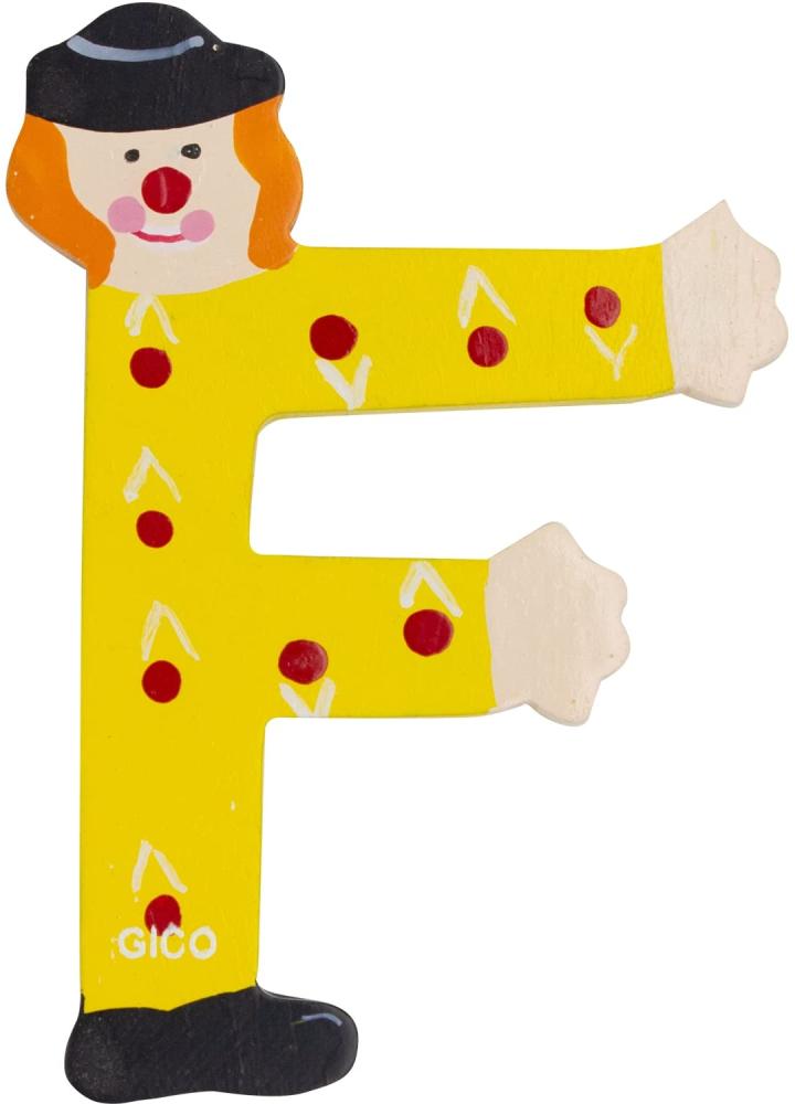 Holzbuchstaben Name Kinderzimmer groß Deko für die Tür, lustige Clowns, A-Z, Höhe ca. 9 cm, Holz Buchstabe 7361 (F) Bild 1