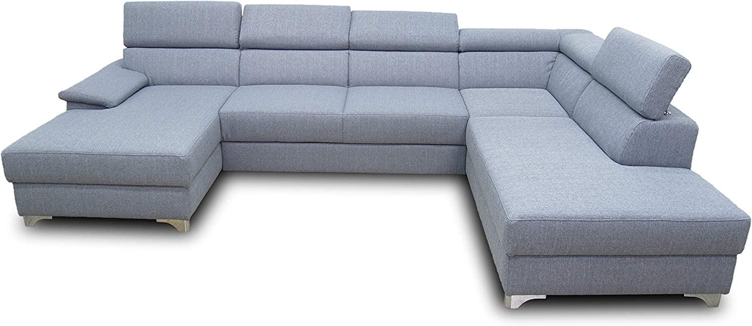 DOMO. collection Niria Wohnlandschaft | Eckcouch mit Schlaffunktion & Rückenfunktion | Sofa U Form Couch, großes Schlafsofa, grau, 167x337x230 cm Bild 1