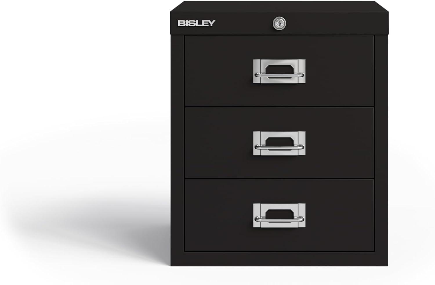 Bisley MultiDrawer™, 12er Serie, abschließbar, 3 Schubladen à H 87 mm, DIN A4, Farbe: schwarz Bild 1