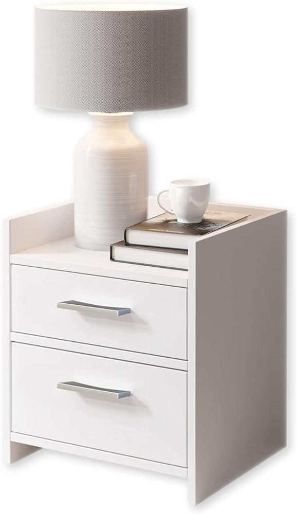 CARLO Nachttisch, Weiß - Moderner Nachtschrank mit Schubladen und viel Stauraum - 38 x 51 x 35 cm (B/H/T) Bild 1