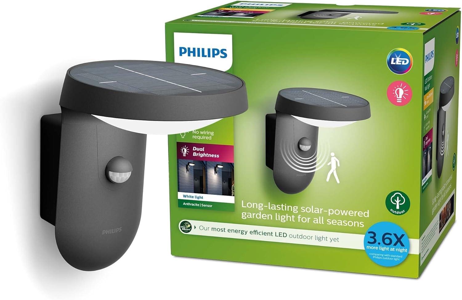 Philips Tyla ultraeffiziente Wandleuchte, solar, 1 x 1,2W, warmweiß, anthrazit Bild 1