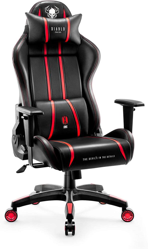Diablo X-One 2. 0 Gaming Stuhl Bürostuhl Schreibtischstuhl Verstellbare Armlehnen Ergonomisches Design Nacken/-Lendenkissen (Rot, Kids (S)) Bild 1