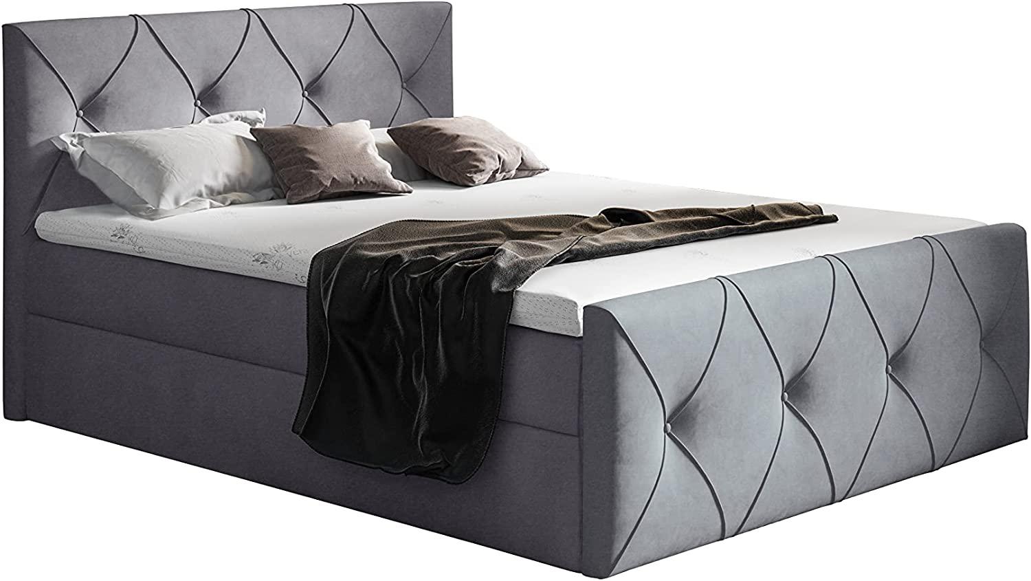 Stylefy 'Arian Lux' Boxspringbett, Velours  Dunkelgrau 180 x 200 cm Bild 1