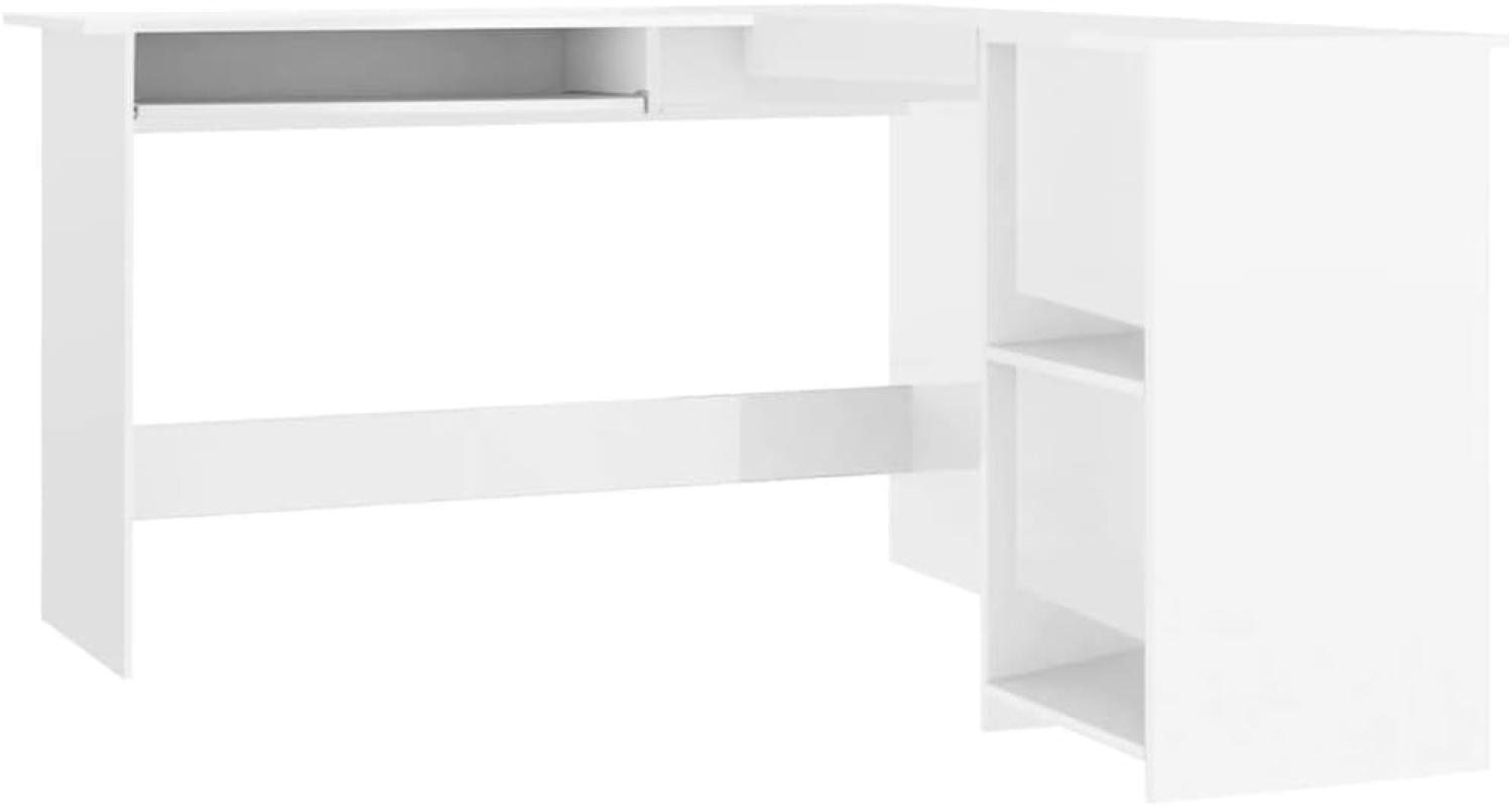 Eckschreibtisch in L-Form Hochglanz-Weiß 120x140x75 cm Bild 1