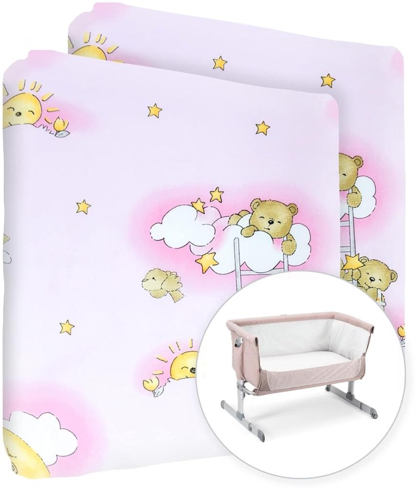 Baby Comfort Spannbetttuch für Kinderbett, 100 % Baumwolle, passend für 90 x 55 cm, Rosa, 2 Stück Bild 1