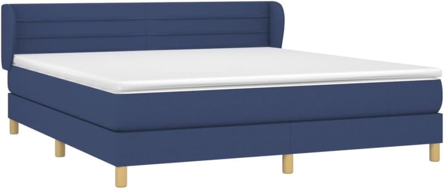 Doppelbett, Polsterbett mit Matratze Hellgrau 140x190 cm Stoff Blau 180 x 200 cm Bild 1