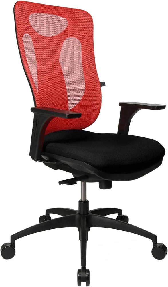 Topstar Net Pro 100 inklusive höhenverstellbaren Armlehnen Bürostuhl, Stoff, schwarz / rot, 59 x 56 x 120 cm Bild 1