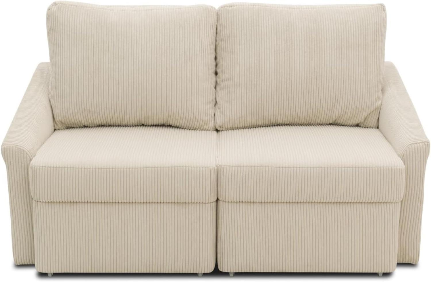 DOMO. collection Relax Couch, Cord Schlafcouch, Boxspring Sofa mit Schlaffunktion, 2-Sitzer Schlafsofa Gästebett, 168 x 96 x 86 cm, weicher Cord beige Bild 1