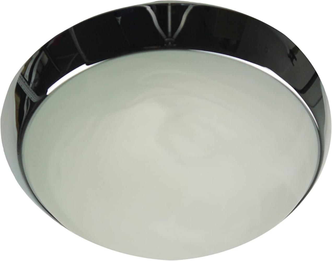 LED-Deckenleuchte rund, Glas Alabaster, Dekorring Chrom, Ø 30cm Bild 1