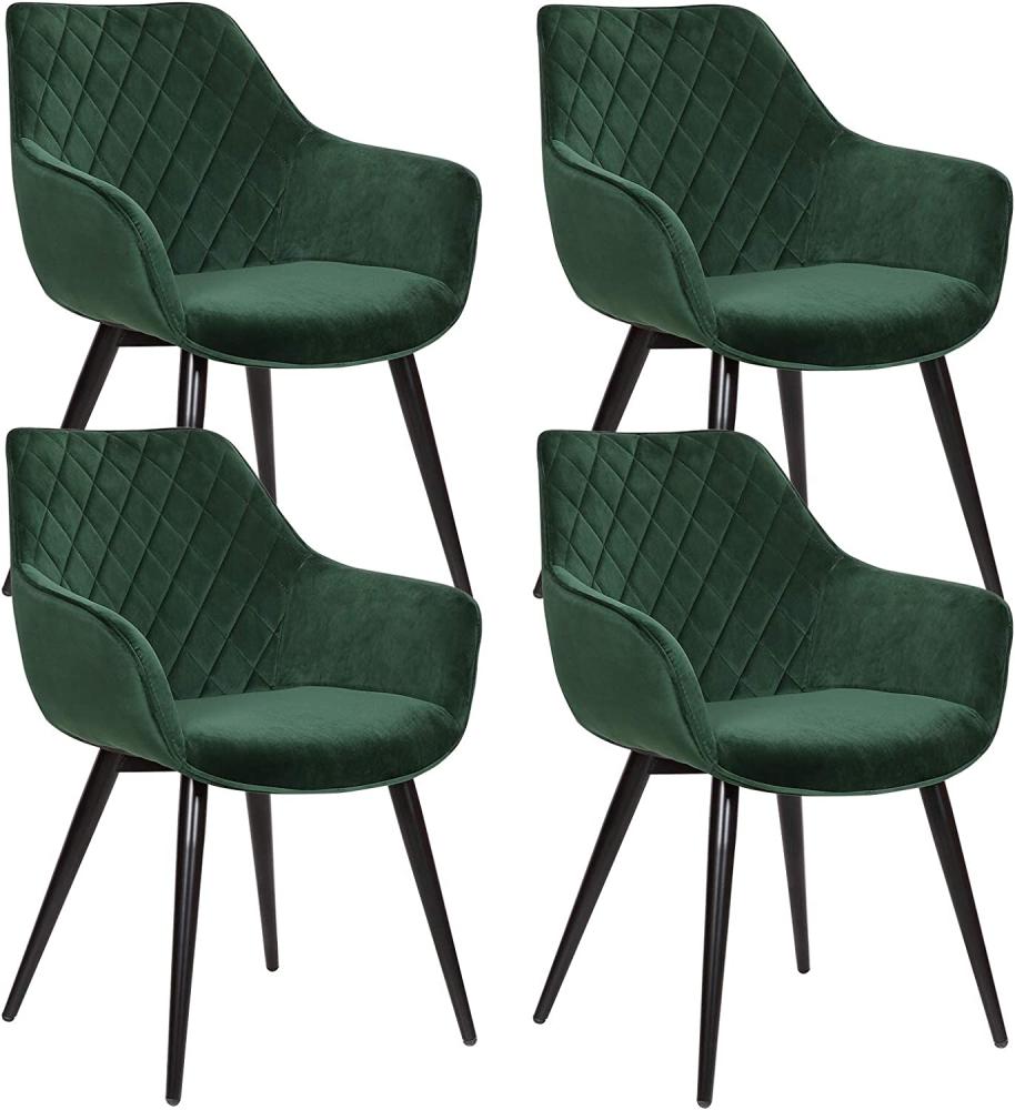 WOLTU Esszimmerstühle BH153gn-4 4er Set Küchenstühle Wohnzimmerstuhl Polsterstuhl Design Stuhl mit Armlehne Grün Gestell aus Stahl Samt Bild 1