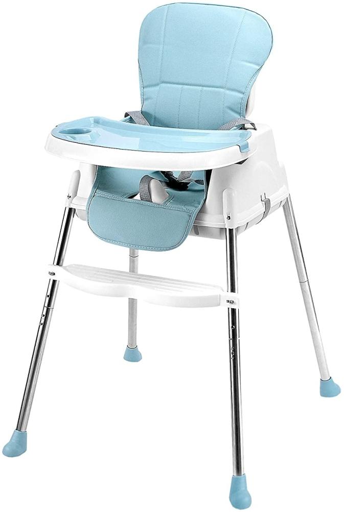 wuuhoo® Baby Hochstuhl Finn - Kinderhochstuhl mit 5-Punkt-Gurt, Kissen und Tablett, rutschfester Kinderstuhl mit Fußstütze - Baby & Kleinkinder Zubehör blau Bild 1