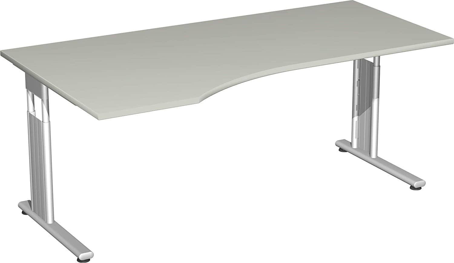PC-Schreibtisch links, höhenverstellbar, 180x100cm, Lichtgrau / Silber Bild 1