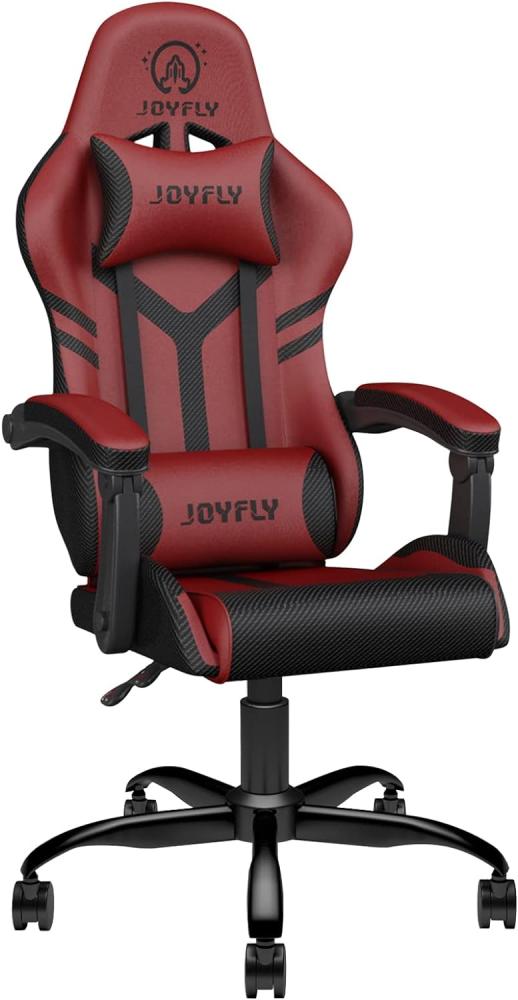 JOYFLY Gamer Stuhl Ergonomischer Gaming Stuhl für Erwachsene PU-Leder mit Höhenverstellbar Racing Stil mit Hochlehner, Kopfstütze Lordosenstütze, Junge, Geschenk, Prime (Rot) Bild 1