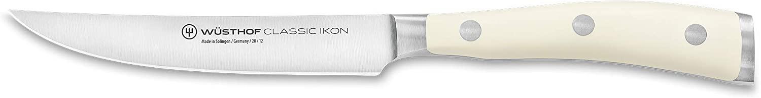 Wüsthof Steakmesser, Classic Ikon Crème (1040431712), 12 cm Klinge, geschmiedet, scharfes Fleischmesser, hochwertiges Design-Messer, weißer Griff Bild 1