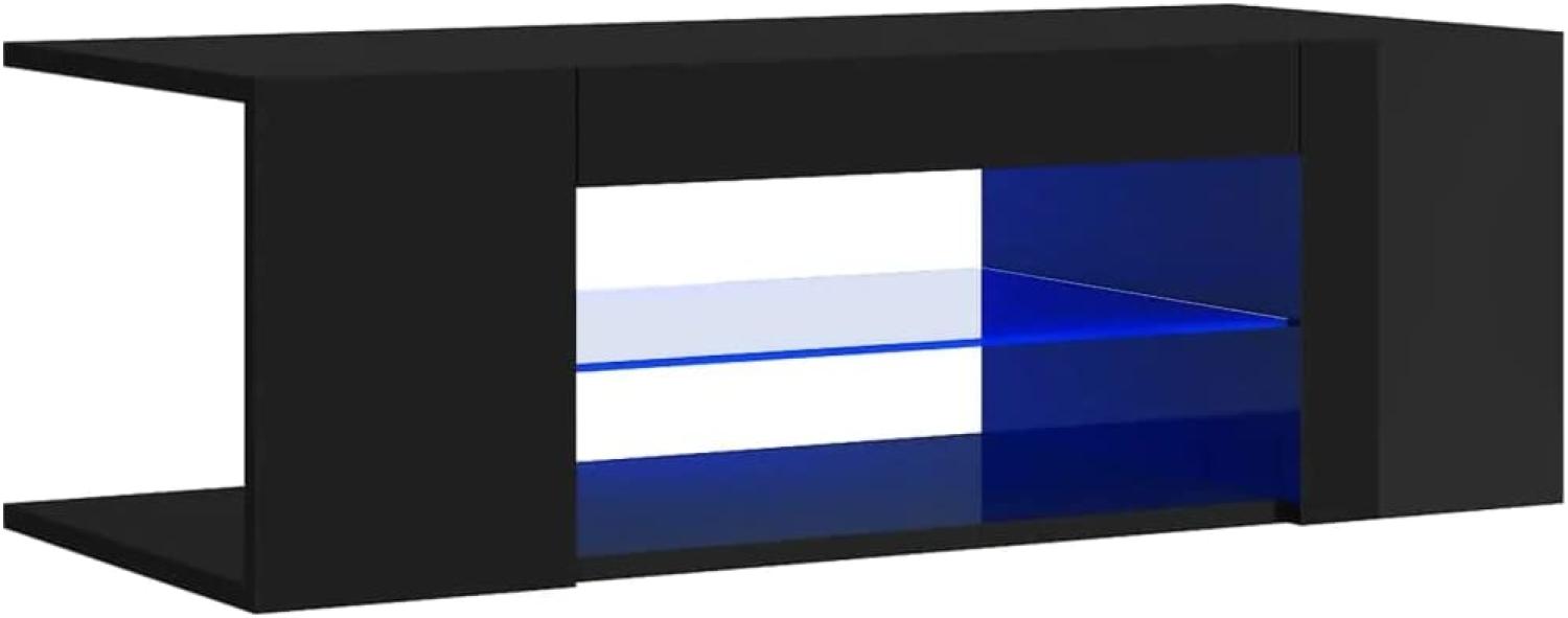vidaXL TV Schrank mit LED-Leuchten Lowboard Fernsehschrank Fernsehtisch Sideboard HiFi-Schrank TV Möbel Tisch Board Hochglanz-Schwarz 90x39x30cm Bild 1