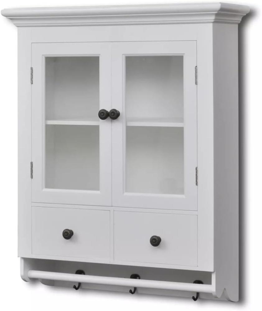 Küchenhängeschrank mit Glastür Holz Weiß Bild 1