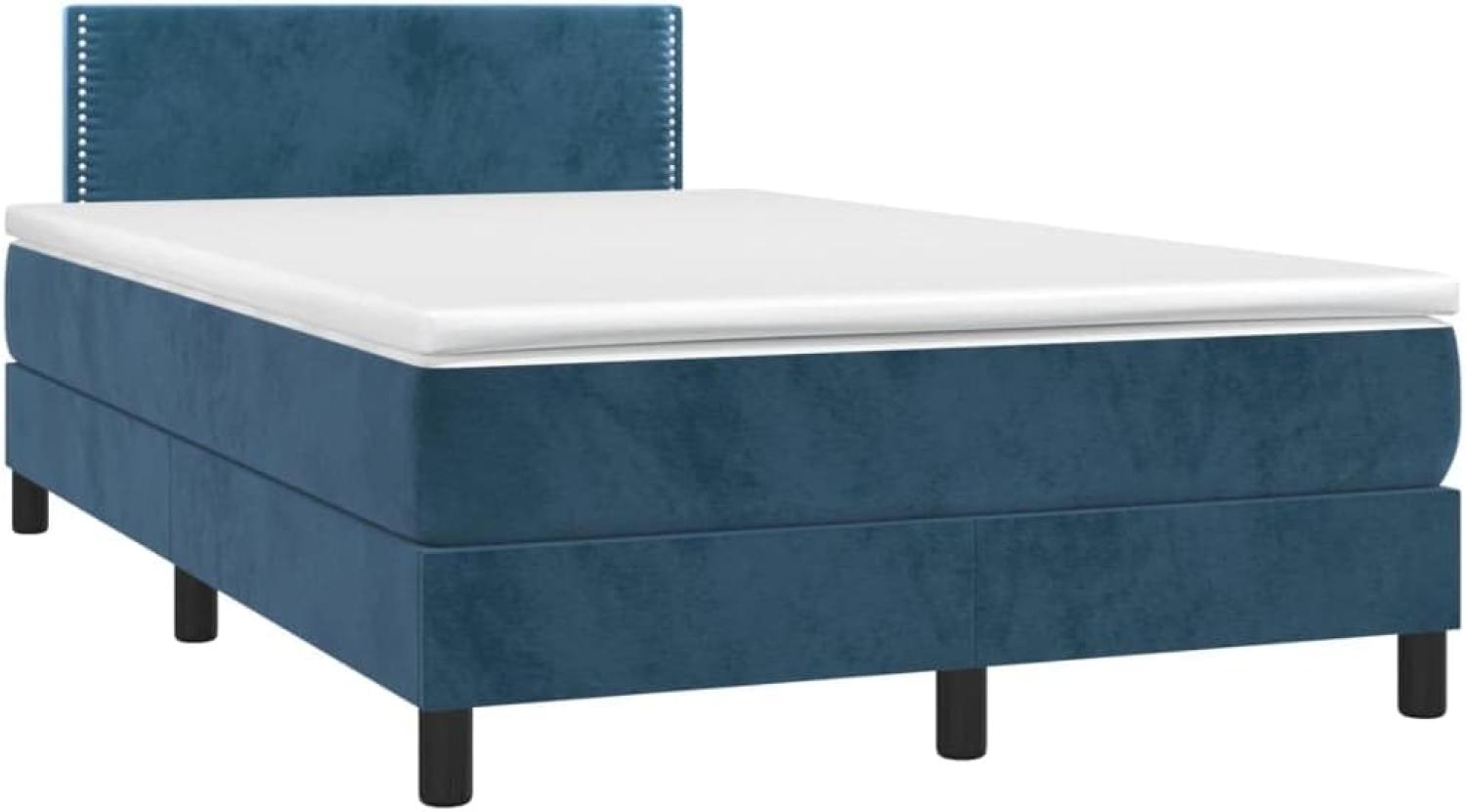 Boxspringbett mit Matratze & LED Dunkelblau 120x200 cm Samt (Farbe: Blau) Bild 1