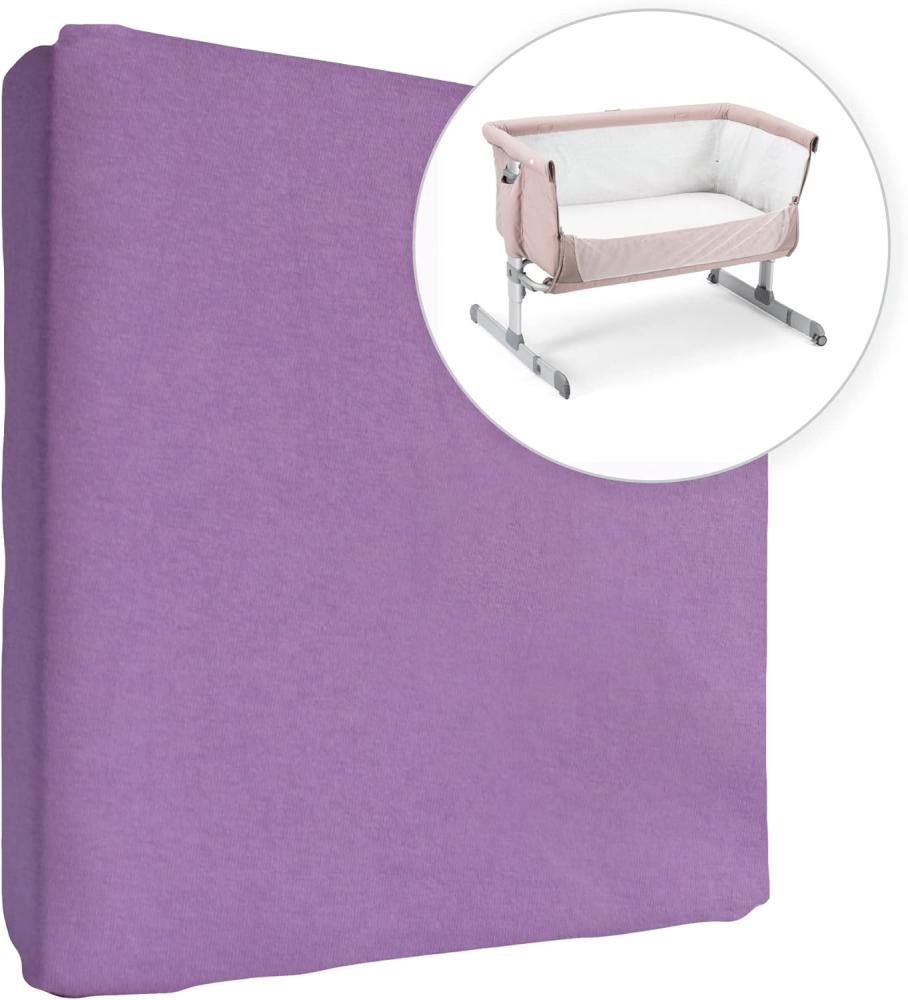 Jersey 100% Baumwolle Spannbettlaken für 83 x 50 cm Baby Co-Sleeper Kinderbett Matratze (Violett) Bild 1
